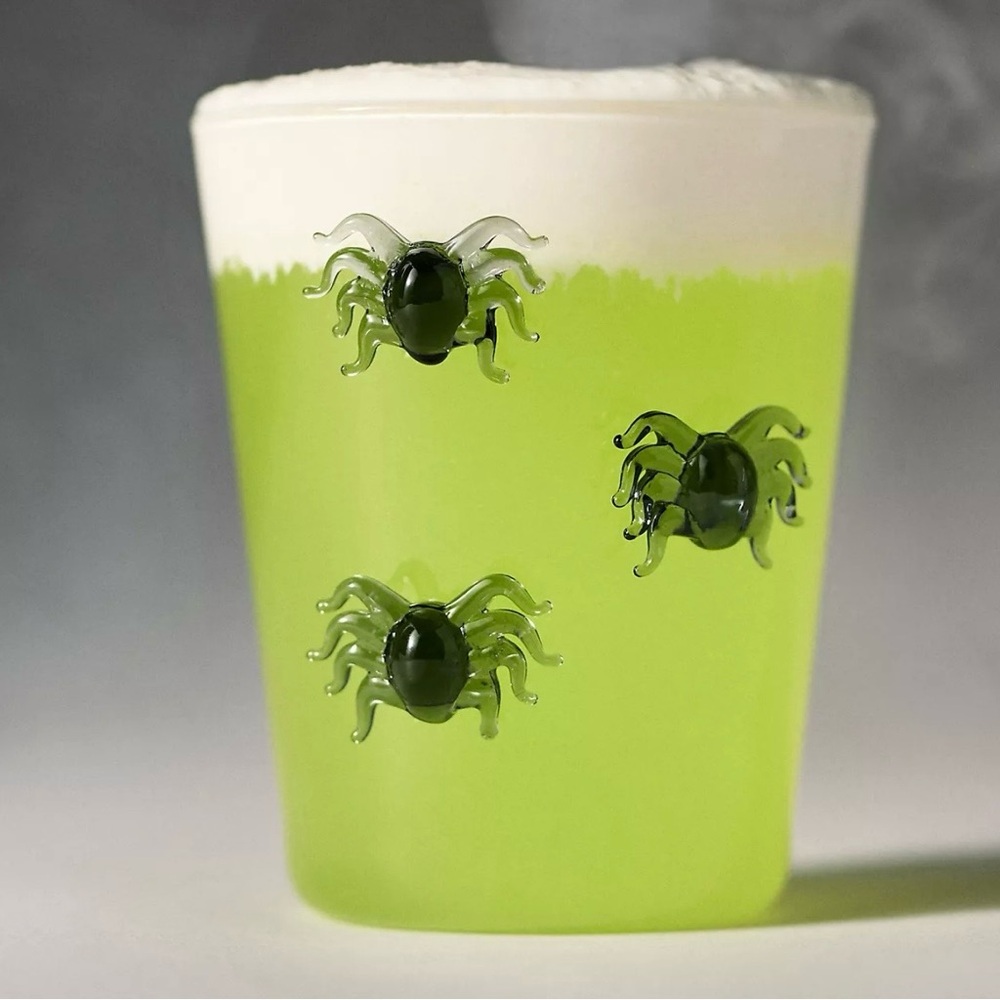 Anthropologie Halloween Icon Borosilicate Juice Glass SPIDER 14oz NEW